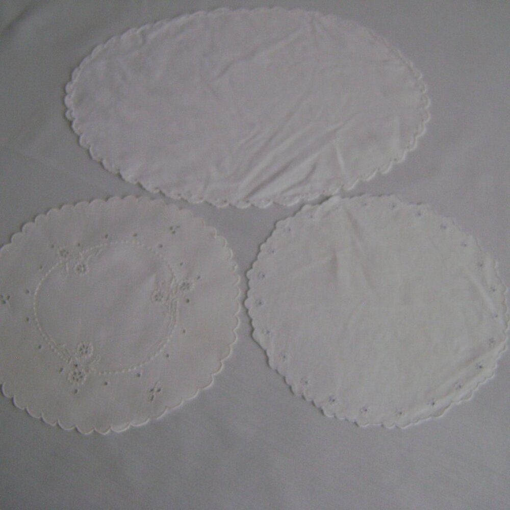 Vintage white fabric doilies  in various sizes